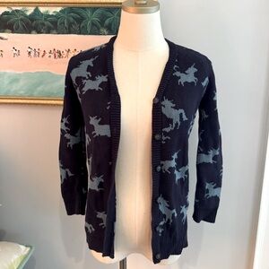 Dark Blue Tea Girl’s Unicorn Cardigan